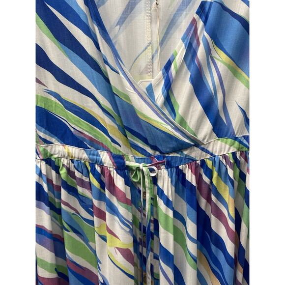 Easel Women’s Blue Green Pink Diagonal Stripe Maxi Dress Flowy Boho Size 16 - Picture 4 of 7